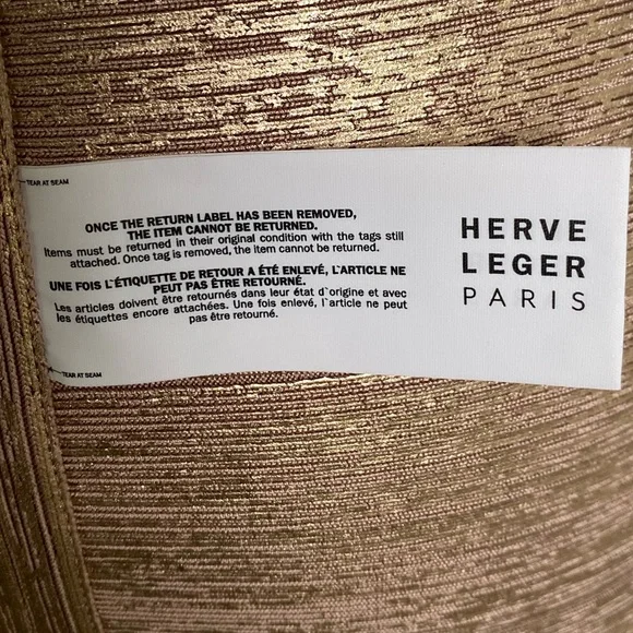 Herve Leger Rose Gold Criss Cross off the Shoulder Bandage Dress NWT - Picture 8 of 10